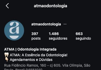 Cabeçalho do perfil @atmaodontologia