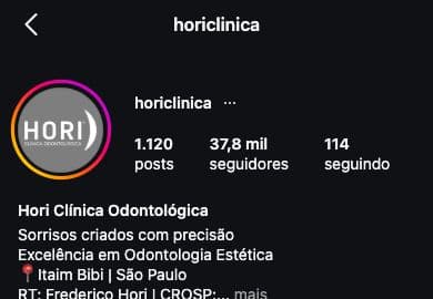 Cabeçalho do perfil @horiclinica